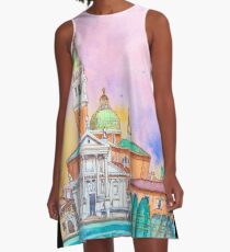 Venice. Isle of San Giorgio Maggiore. Andrea Palladio architecture. watercolor A-Line Dress