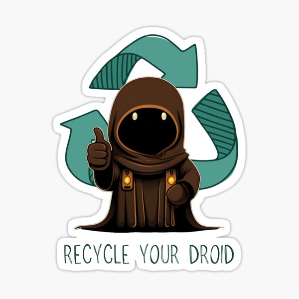 Vista previa del artículo con la obra «Recicla tu droide: ciencia ficción divertida», diseñado y vendido por Fenay Designs.