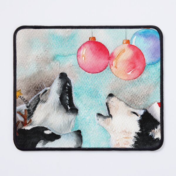 Item preview, Watercolor singing Christmas husky dogs designed and sold by MaryWatercolor.