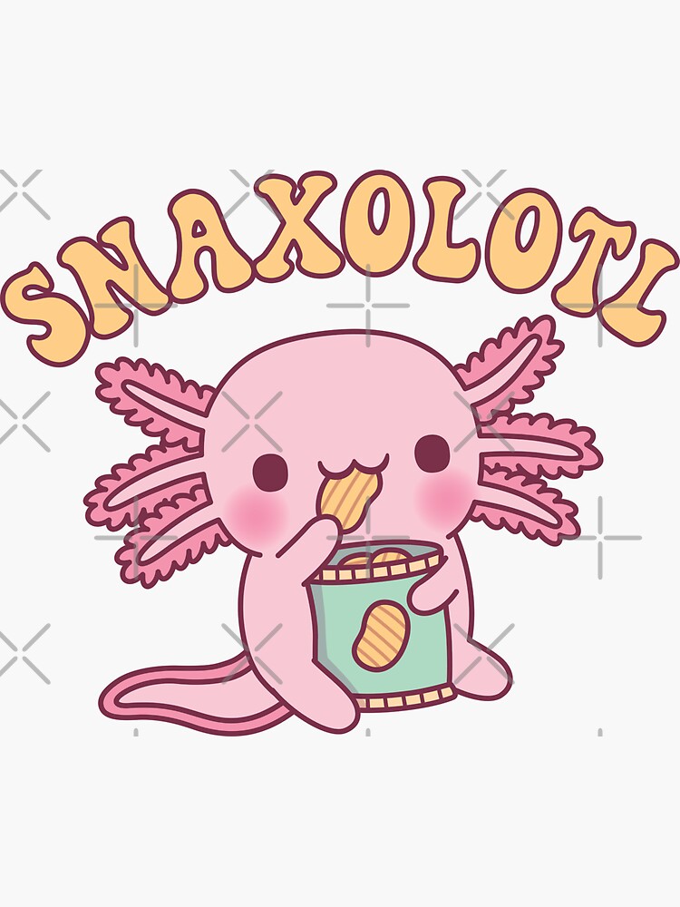 Funny Snaxolotl Axolotl Munching On Potato Chips | Sticker