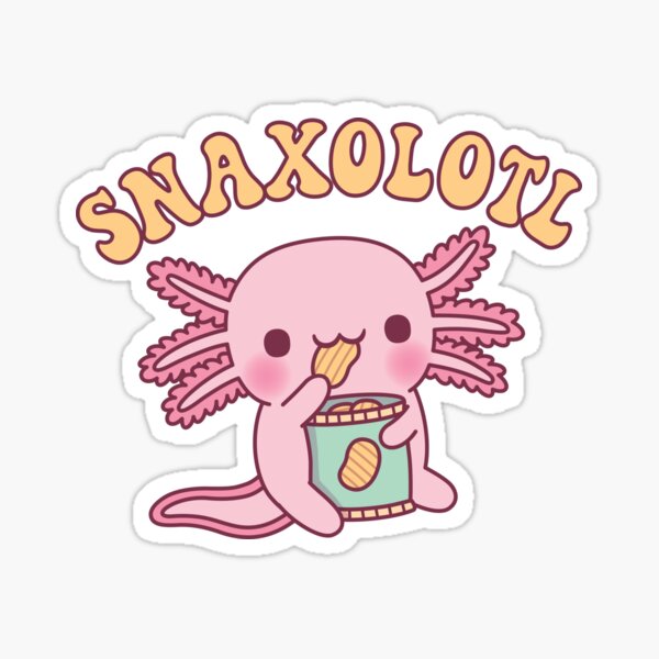 Funny Snaxolotl Axolotl Munching On Potato Chips | Sticker