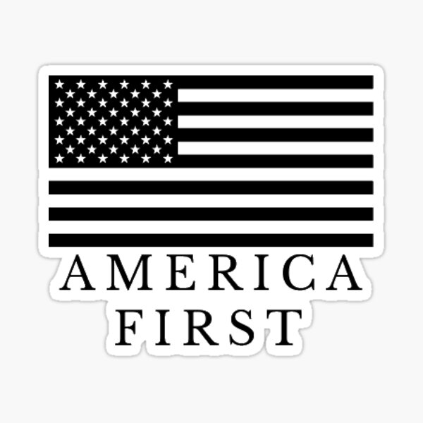 Item preview, AMERICA FIRST DECAL STICKER TRANSPARENT BACKGROUND BLACK LETTERING FREEDOM LIBERTY designed and sold by OP-LIBERTY.