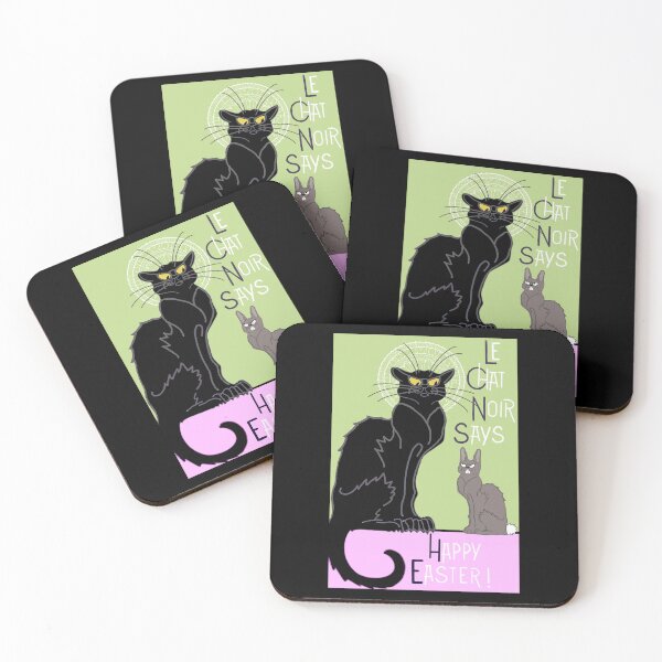 Item preview, Le Chat Noir says Happy Easter to le lapin marron designed and sold by QuirkyCatz.