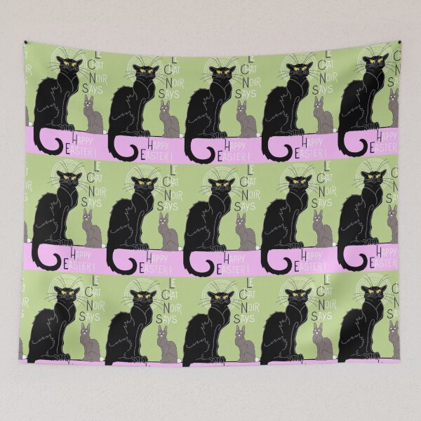 Item preview, Le Chat Noir says Happy Easter to le lapin marron designed and sold by QuirkyCatz.
