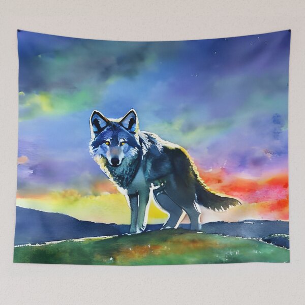 Item preview, Ilustración de lobo colorido moderno designed and sold by ElLocoMus.