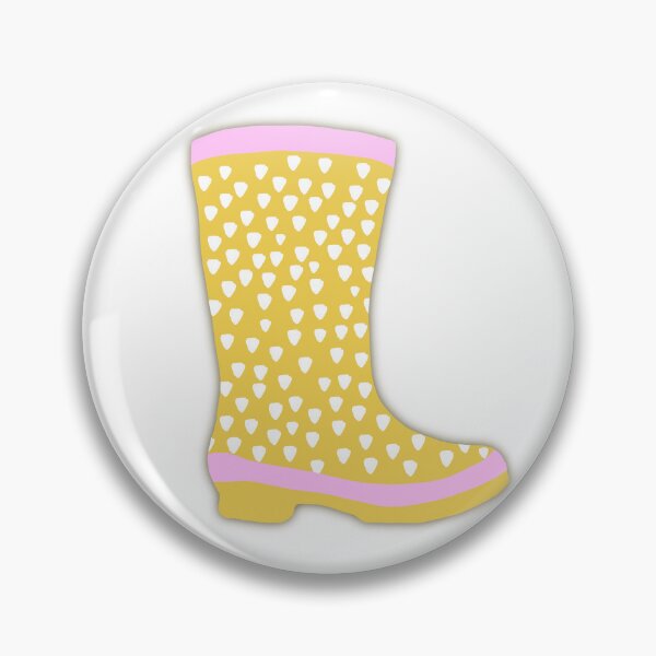 Item preview, Spring Rain Boot Illustration Hand Drawn Yellow White Polka Dots designed and sold by RegalitosParaTi.