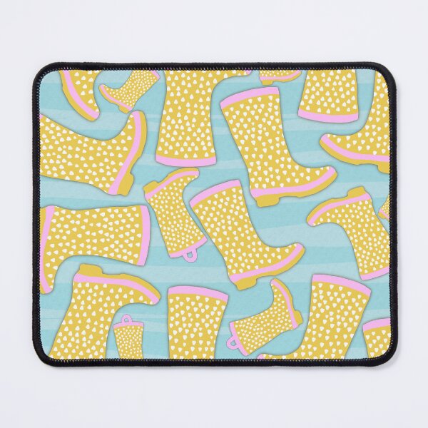 Item preview, Spring Rain Boot Illustration Hand Drawn Yellow White Polka Dots designed and sold by RegalitosParaTi.