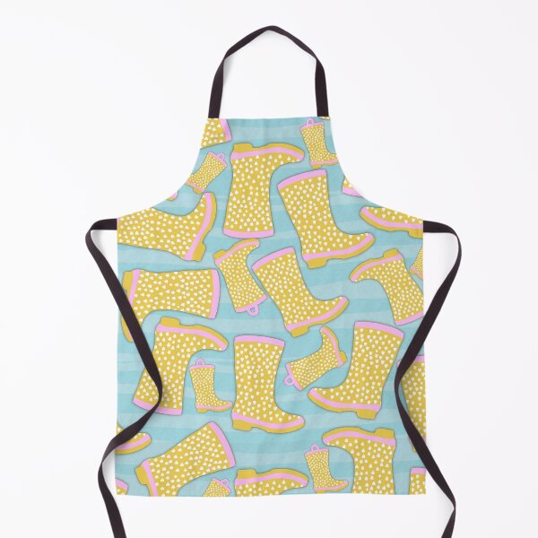 Item preview, Spring Rain Boot Illustration Hand Drawn Yellow White Polka Dots designed and sold by RegalitosParaTi.