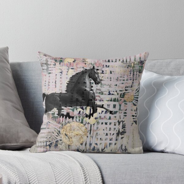 Celestial Butterflies & Leaping Horse Throw Pillow