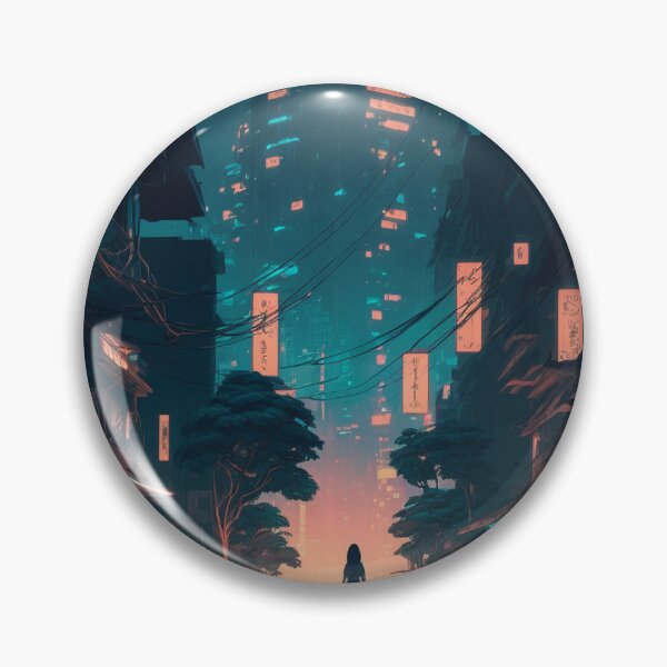 Item preview, A cyberpunk city lit up at night in manga style designed and sold by one boy.