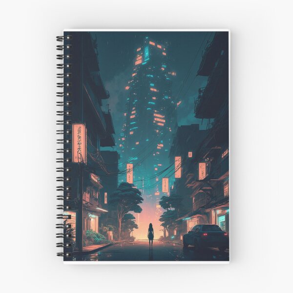 Item preview, A cyberpunk city lit up at night in manga style designed and sold by one boy.
