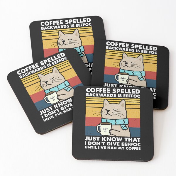 Item preview, Coffee Spelled Backwards Is Eeffoc Cat Drinking designed and sold by HappySunArt.
