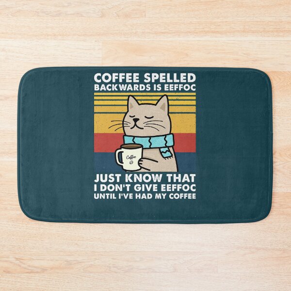 Item preview, Coffee Spelled Backwards Is Eeffoc Cat Drinking designed and sold by HappySunArt.
