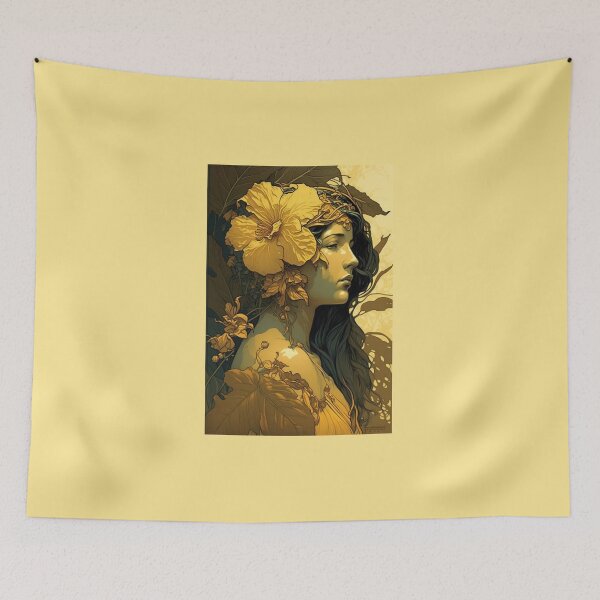 Item preview, Hawaiian Woman With Yellow Hibiscus designed and sold by ArtNouveauChic.