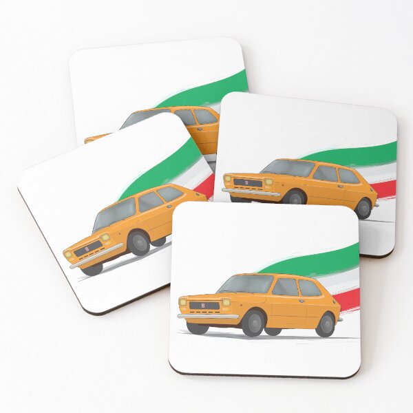 Item preview, Classic Fiat 127 Illustration with Retro Orange Color and The Italian Flag designed and sold by ibadishi.