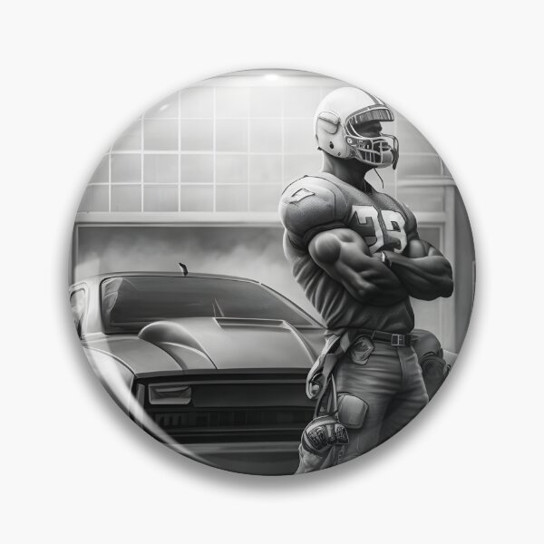 Item preview, American football player black and white in front of car designed and sold by FRSquare.
