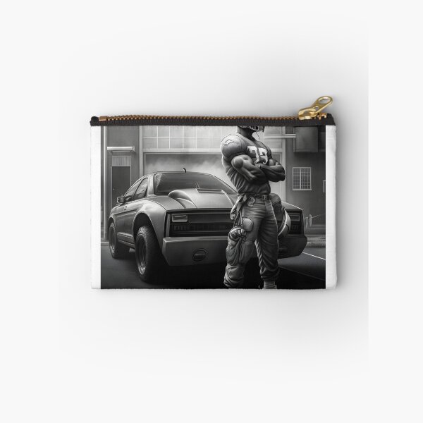 Item preview, American football player black and white in front of car designed and sold by FRSquare.