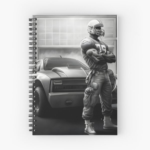 Item preview, American football player black and white in front of car designed and sold by FRSquare.