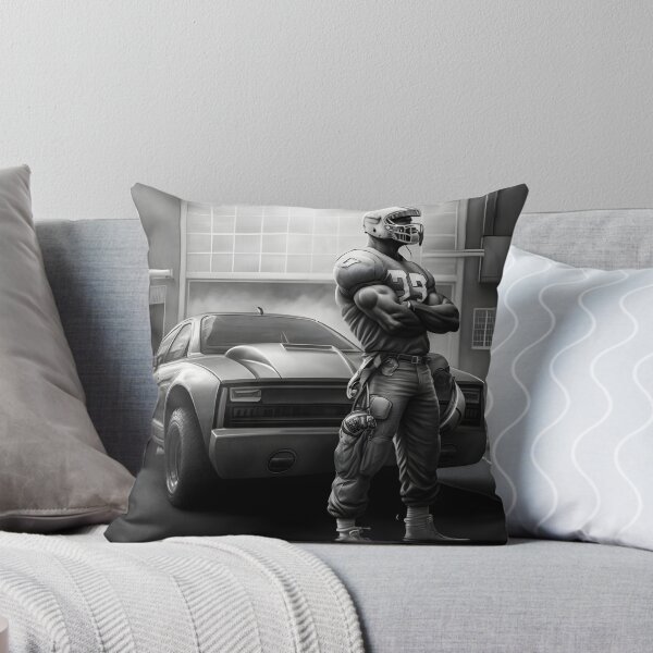Item preview, American football player black and white in front of car designed and sold by FRSquare.