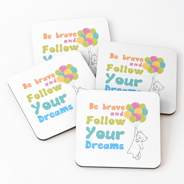 Item preview, Be brave and follow your dreams, cat and balloons  designed and sold by SquirrelNat.