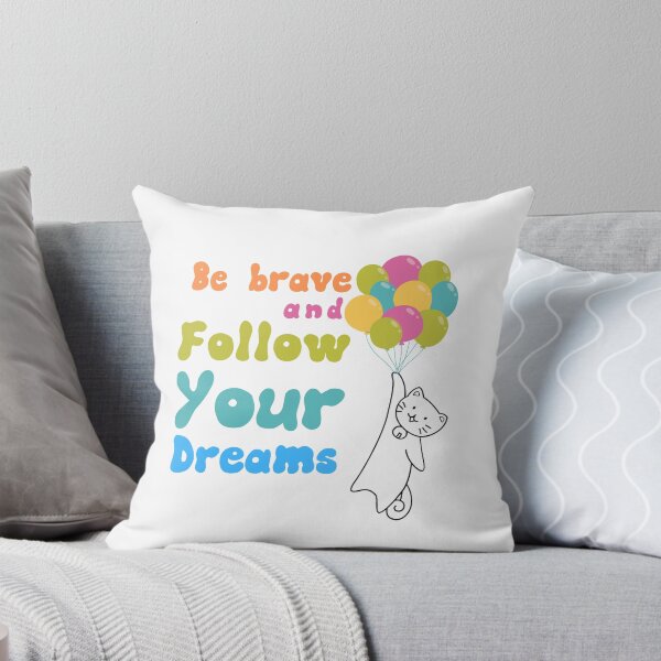 Item preview, Be brave and follow your dreams, cat and balloons  designed and sold by SquirrelNat.
