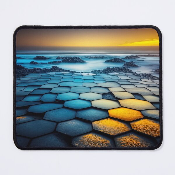 Item preview, Yellow blue dramatic lighting hexagon landscape designed and sold by RK - Shop.
