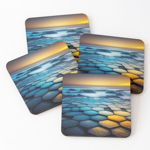 Item preview, Yellow blue dramatic lighting hexagon landscape designed and sold by RK - Shop.