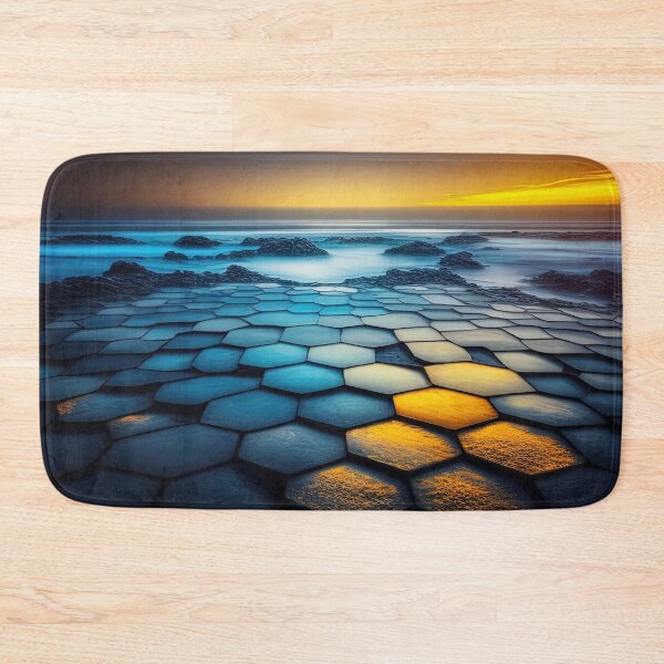 Item preview, Yellow blue dramatic lighting hexagon landscape designed and sold by RK - Shop.