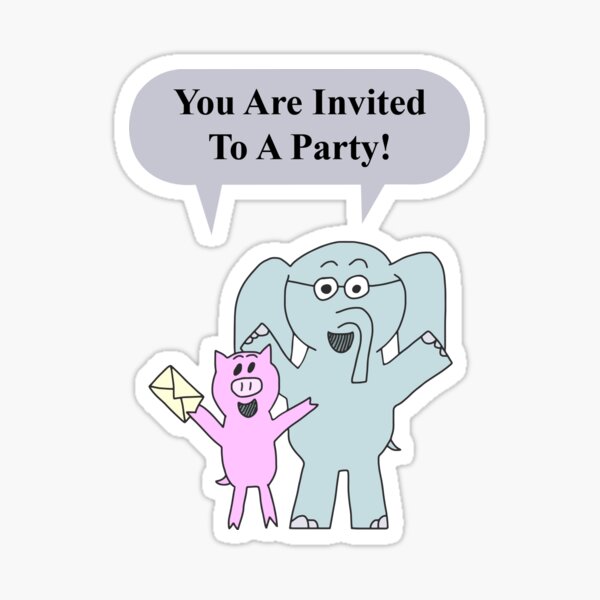 elephant-and-piggie-invitation-sticker-for-sale-by-demminliesel-redbubble