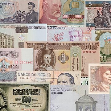Artwork thumbnail, Money, various foreign currencies, Rouble, rial, dinar, won, peso by SvarunPogani
