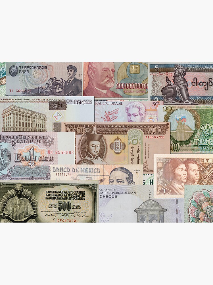 Thumbnail 3 of 3, Sticker, Money, various foreign currencies, Rouble, rial, dinar, won, peso designed and sold by SvarunPogani.