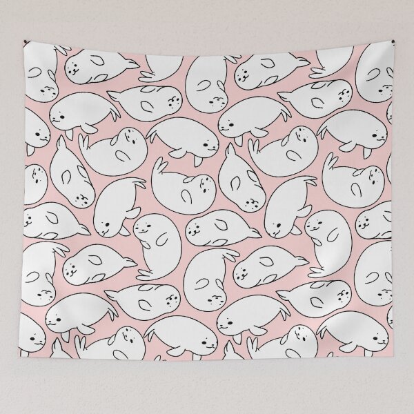 Item preview, Cute Seal Seamless Pattern Pink designed and sold by MadeByBeata.