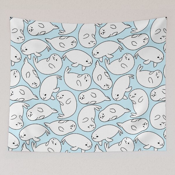 Item preview, Cute Seal Seamless Pattern Blue designed and sold by MadeByBeata.