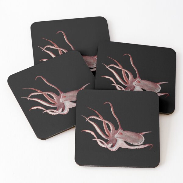 Item preview, Octopus pink ocean organism a watercolor sketch black designed and sold by Yana Mustafina | Boho Soulful Designs.