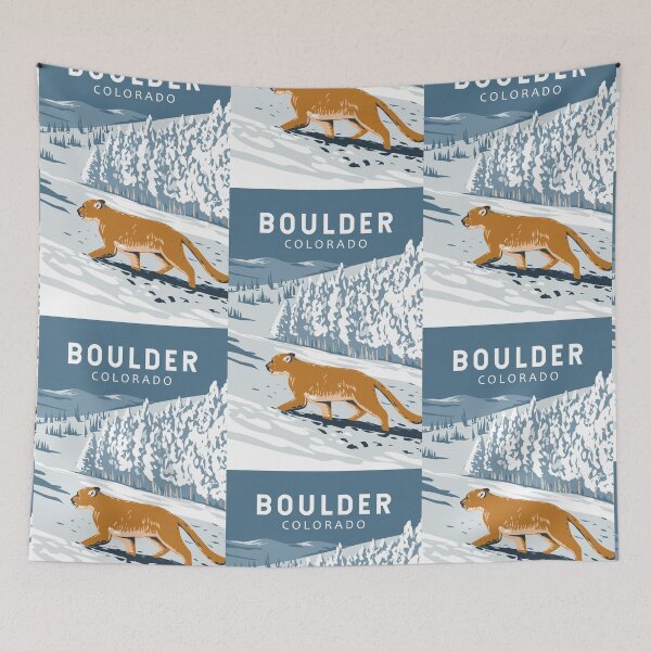 Item preview, Boulder Colorado Cougar Retro Travel Art Vintage designed and sold by KrisSidDesigns.