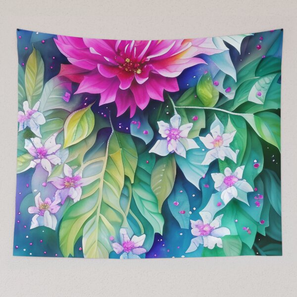 Item preview, Pink tropical floral painting designed and sold by ibelieveimages.
