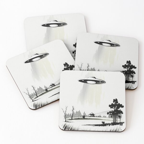Item preview, Stylized UFO flying over a field designed and sold by TheLazyCryptid.