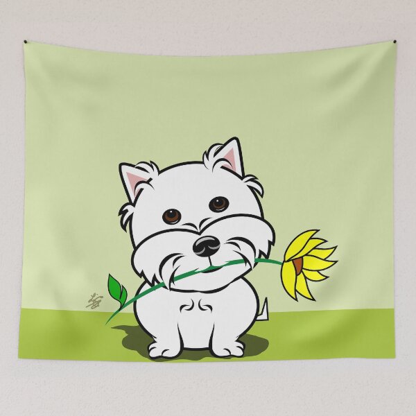 Item preview, Cute West Highland Terrier Holding Flower designed and sold by studioart.
