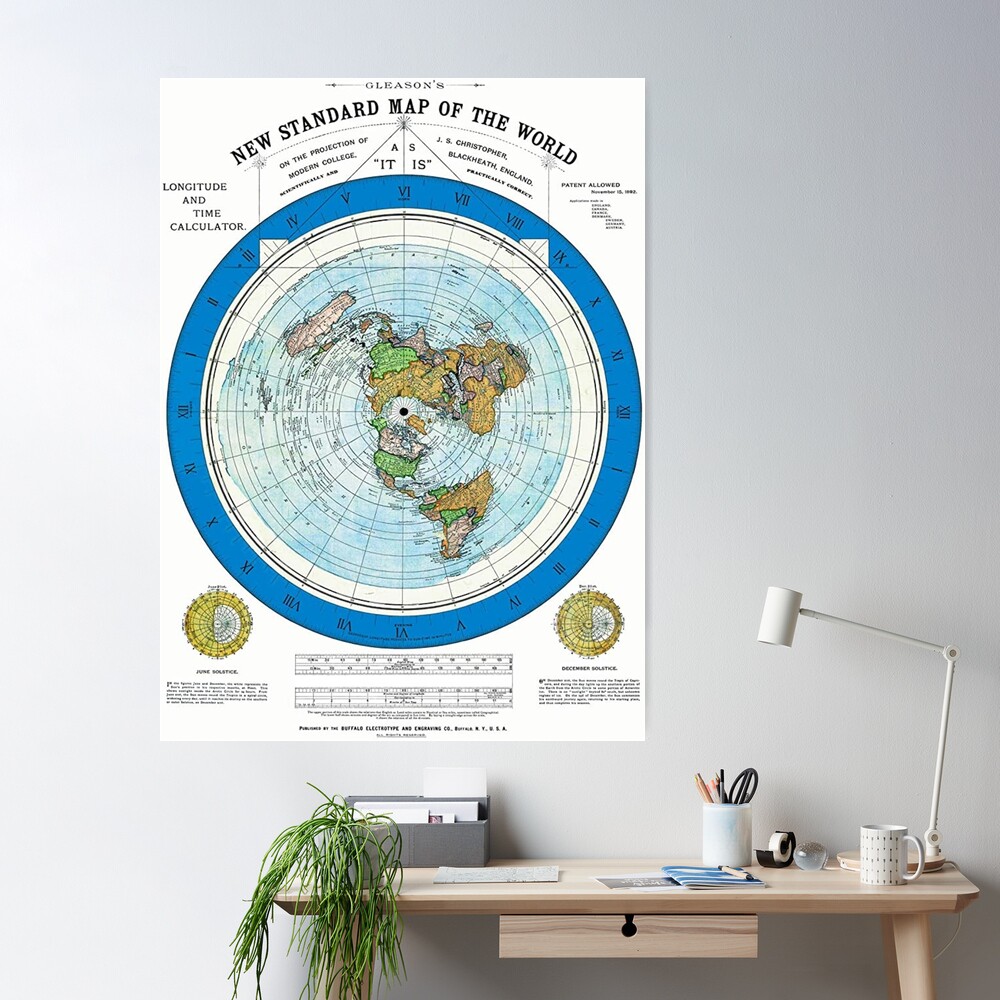 1892 Flat Earth Map Alexander Gleason's New Standard Map of the