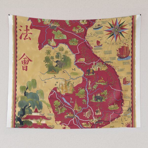 Item preview, Indochina Map | Vietnam | Laos | Cambodia | Vintage | 1940 designed and sold by Fab5Design.