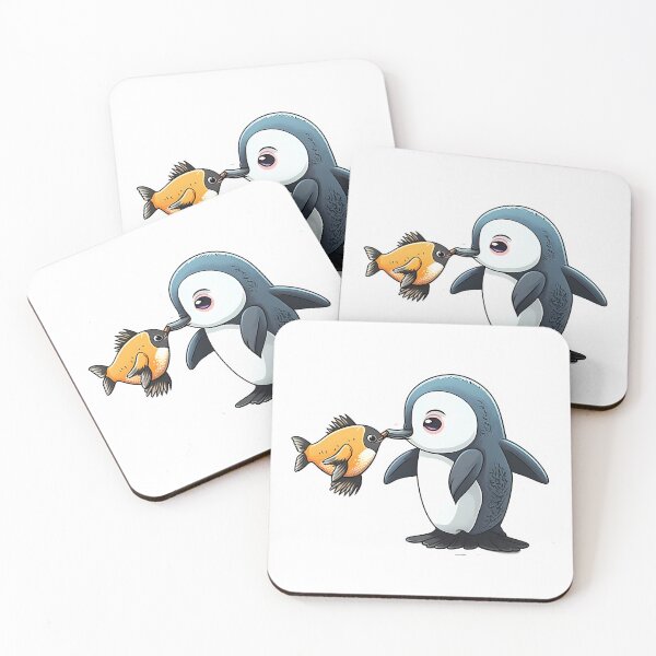 Item preview, Cute Cartoon Penguin and Fish Friends designed and sold by BHDesignCo.