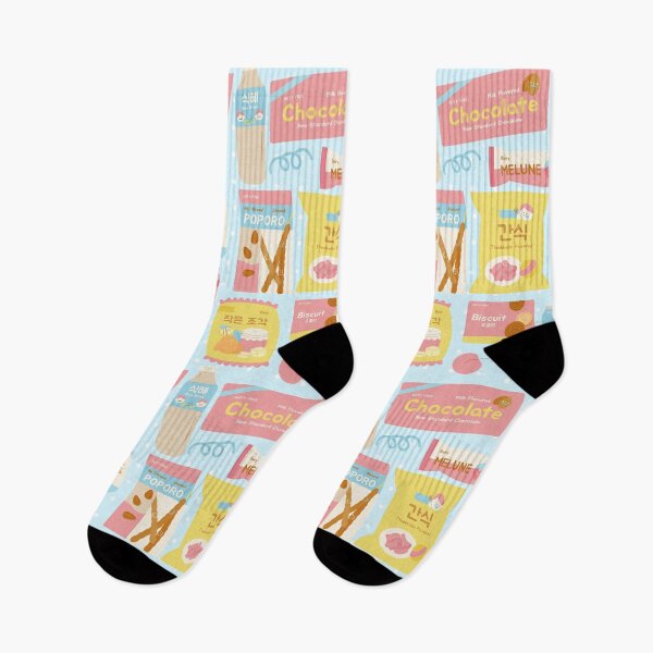 Item preview, Korean Snacks Seamless Pattern Blue designed and sold by MadeByBeata.