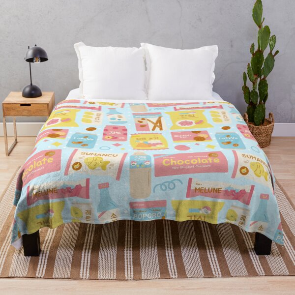 Item preview, Korean Snacks Seamless Pattern Blue designed and sold by MadeByBeata.