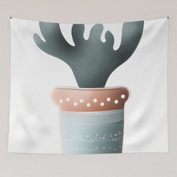 Item preview, Minimalist cactus painting designed and sold by ibelieveimages.