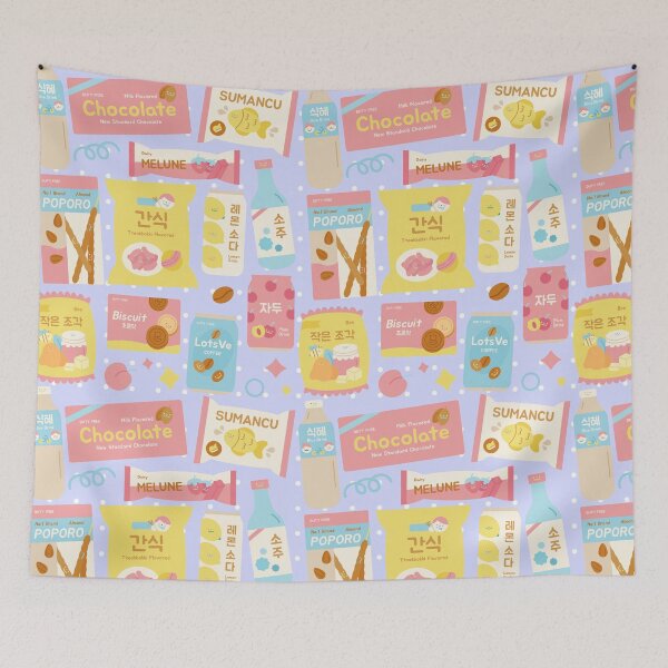 Item preview, Korean Snacks Seamless Pattern Purple designed and sold by MadeByBeata.