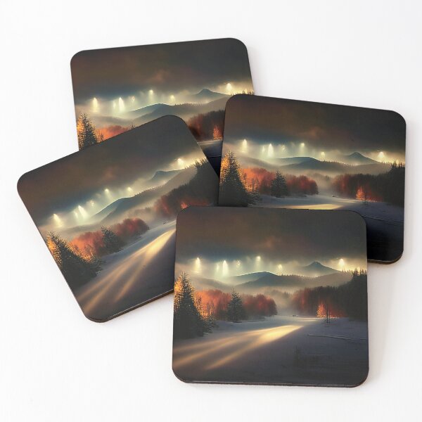 Item preview, a road in the middle of a snow covered forest designed and sold by DesignAtYO.