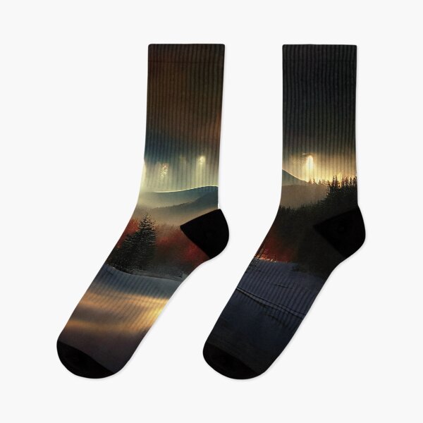 Item preview, a road in the middle of a snow covered forest designed and sold by DesignAtYO.
