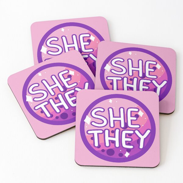 Item preview, she/they pink & purple boba designed and sold by pridefrogprints.