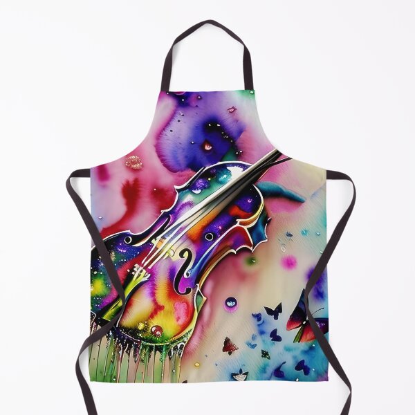 Aperçu de l'œuvre Watercolor abstract violin and butterflies créée et vendue par ibelieveimages.