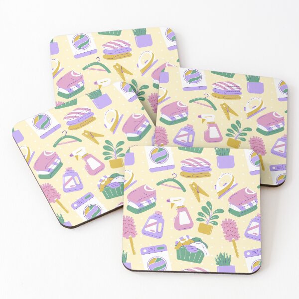Item preview, Cute Household Chores Themed Seamless Pattern Yellow designed and sold by MadeByBeata.